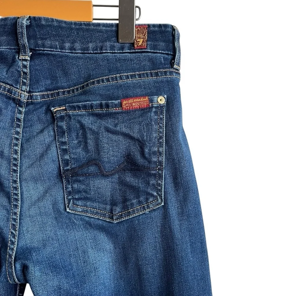 7 For All Mankind Mid Rise Skinny Dark Wash Denim 29 - Picture 9 of 11